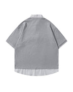 Fake two-piece lapel short sleeves
