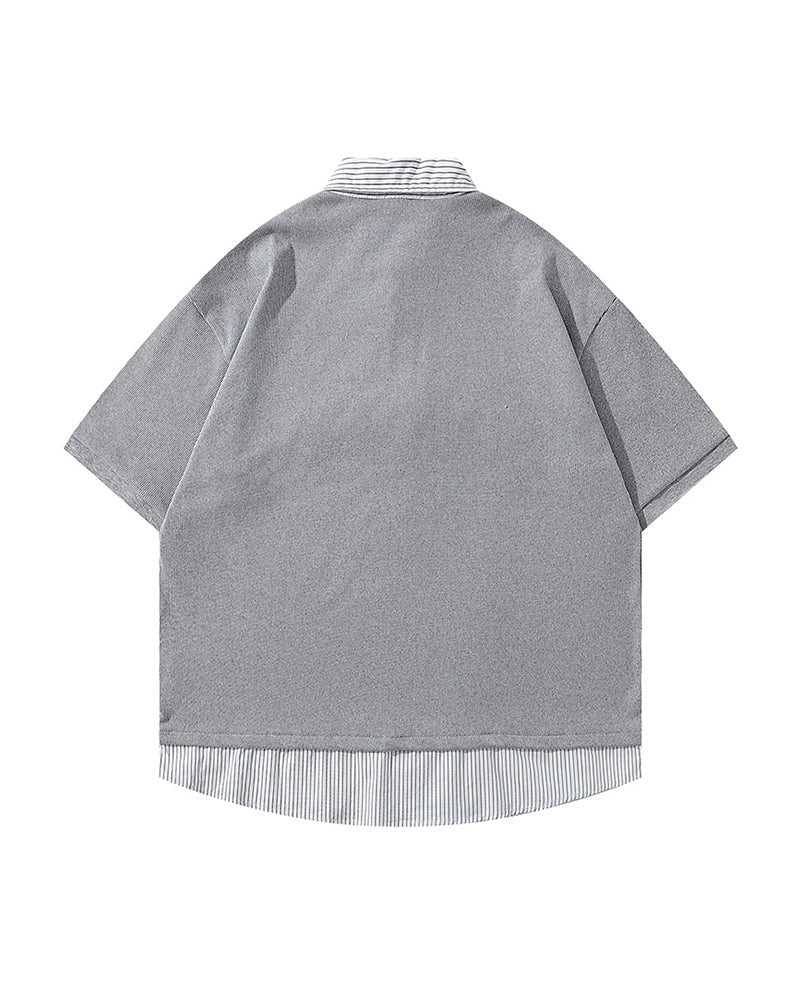 Fake two-piece lapel short sleeves