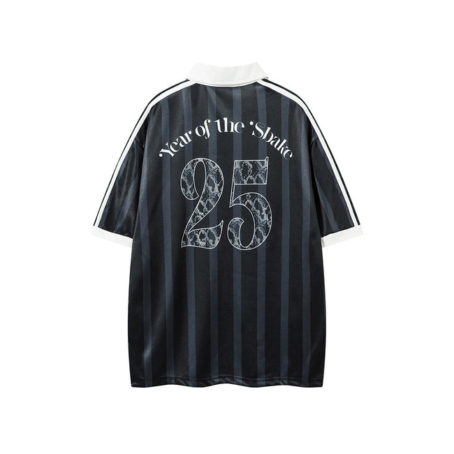 Retro contrast striped short sleeves Main Image