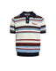 Embroidered striped color-blocked short-sleeved shirt
