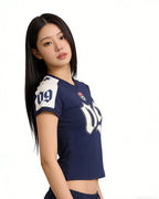 V-neck printed short sleeve