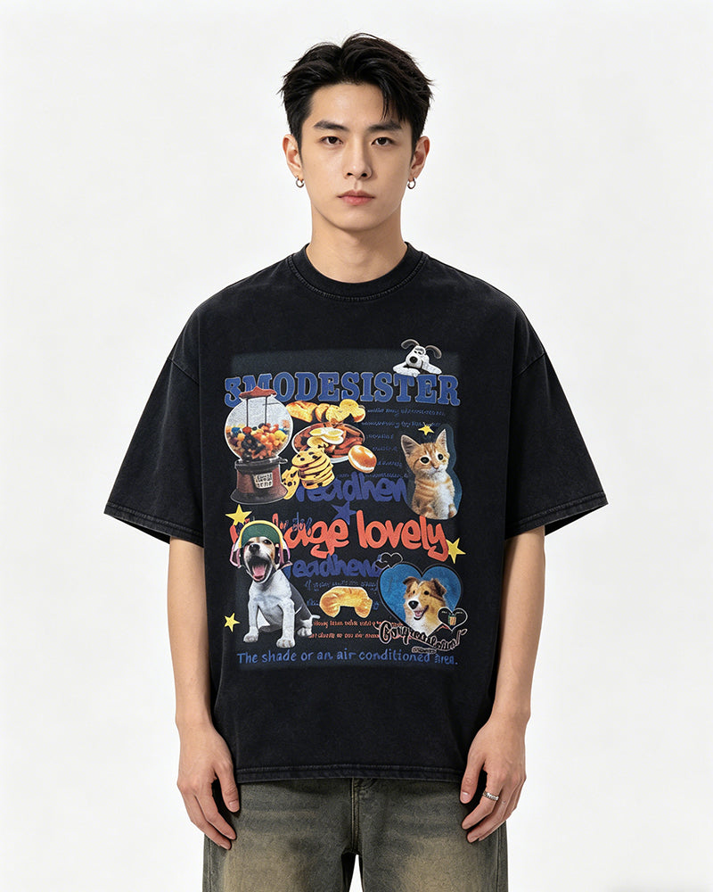 Retro fun print short sleeves