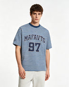 Embroidered striped short-sleeved shirt
