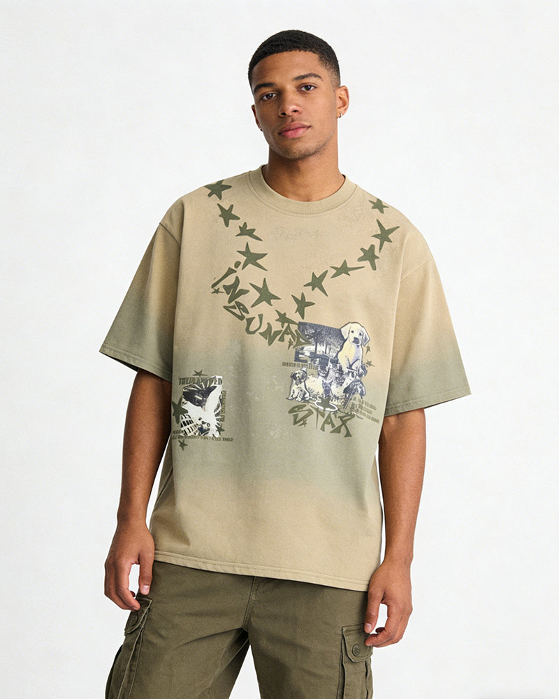Distressed casual short-sleeved shirt