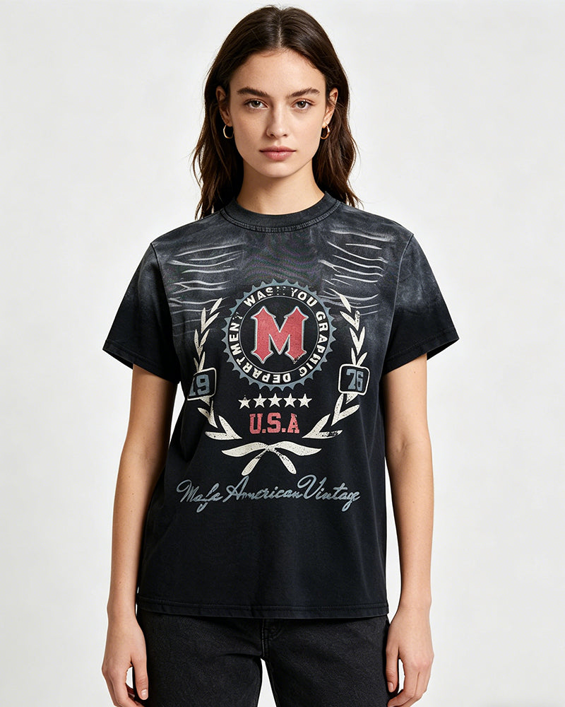 Distressed gradient short-sleeved T-shirt (women's)
