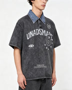 Washed lapel short sleeves