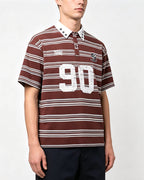Color-blocked striped short-sleeved shirt