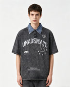 Washed lapel short sleeves