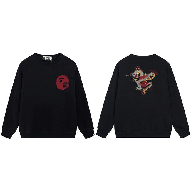 BAPE Dragon Logo Back Print Crewneck Sweatshirt Black Hover Image