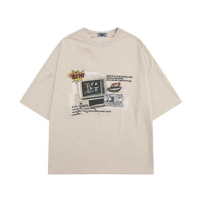 retro cartoon print short sleeves Hover Image