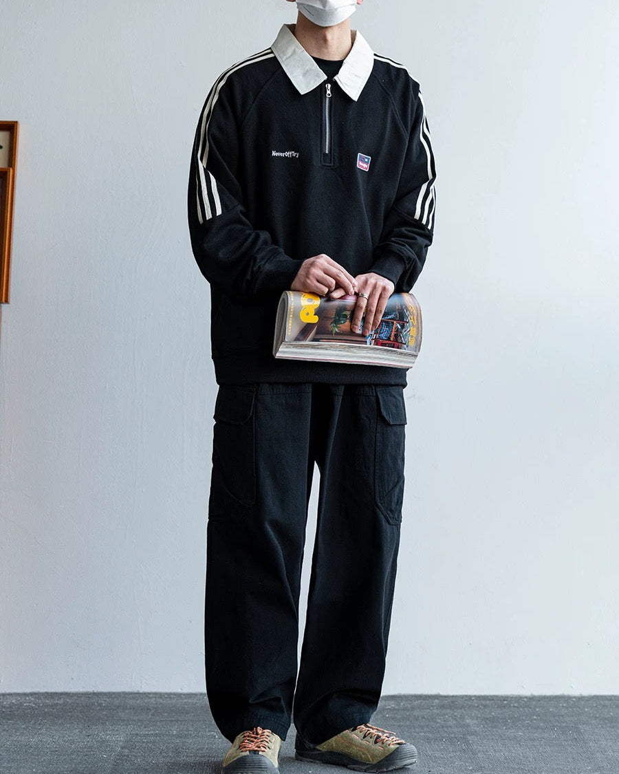 Retro Color Block Three Stripes Sweatshirt