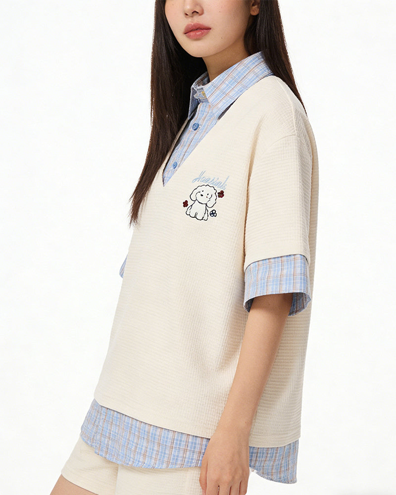 Faux two-piece polo shirt