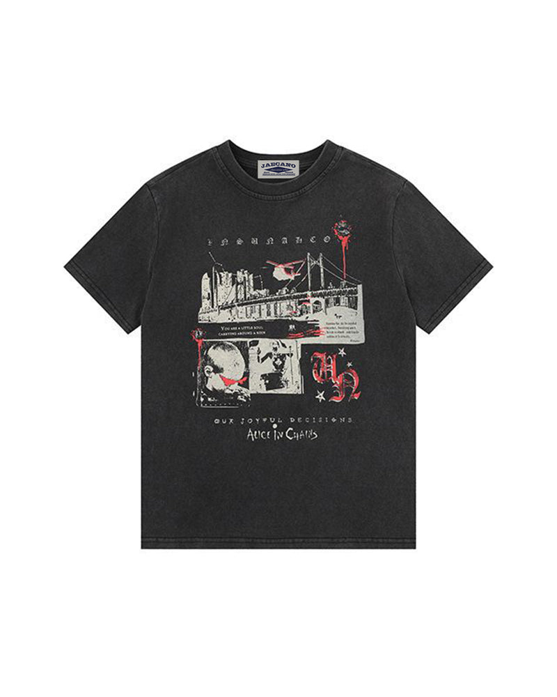 Retro washed distressed short sleeves