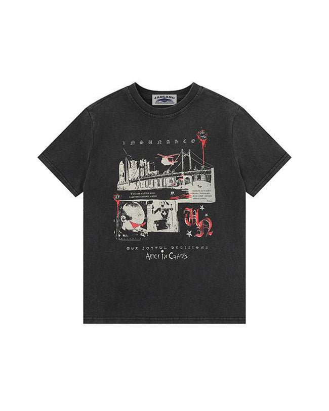 Retro washed distressed short sleeves Main Image