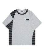 Irregular Color-Block Stripe Short-Sleeve Top