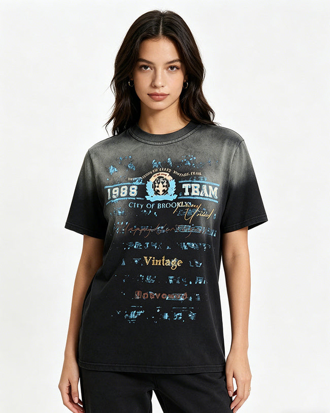 Washed Distressed Short-Sleeve T-Shirt (Women's) Hover Image