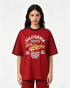 Contrast color letter print short sleeves