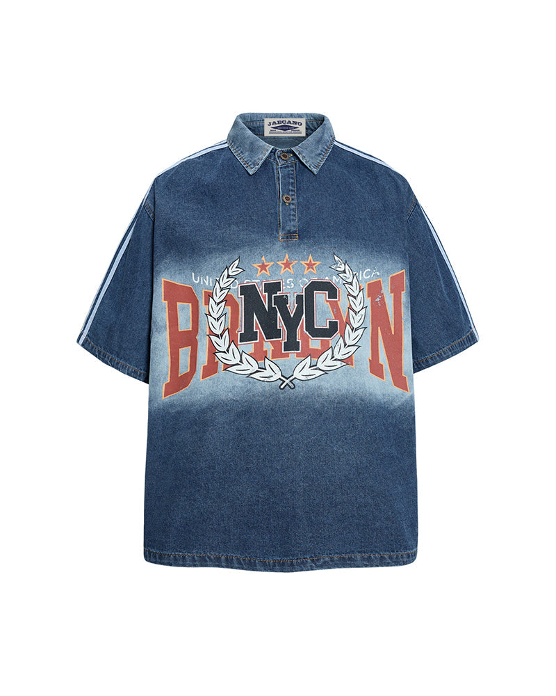Retro washed short-sleeved shirt