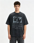 Vintage washed distressed short-sleeved shirt