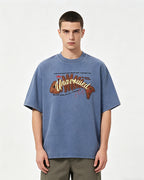 Retro distressed short-sleeved shirt