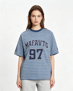Embroidered striped short-sleeved shirt