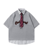 Fake two-piece lapel short sleeves