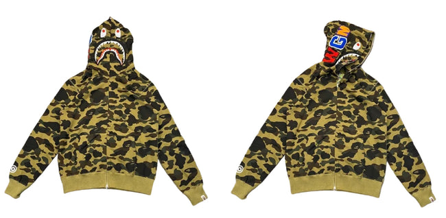 BAPE Shark Camo Full Zip Hoodie Green Hover Image