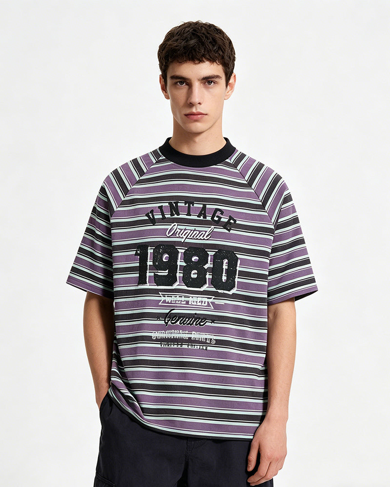 Retro striped short sleeves