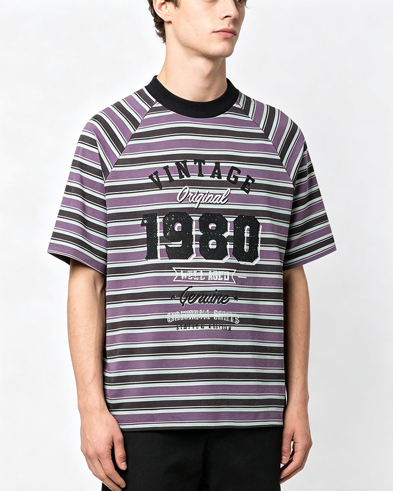 Retro striped short sleeves