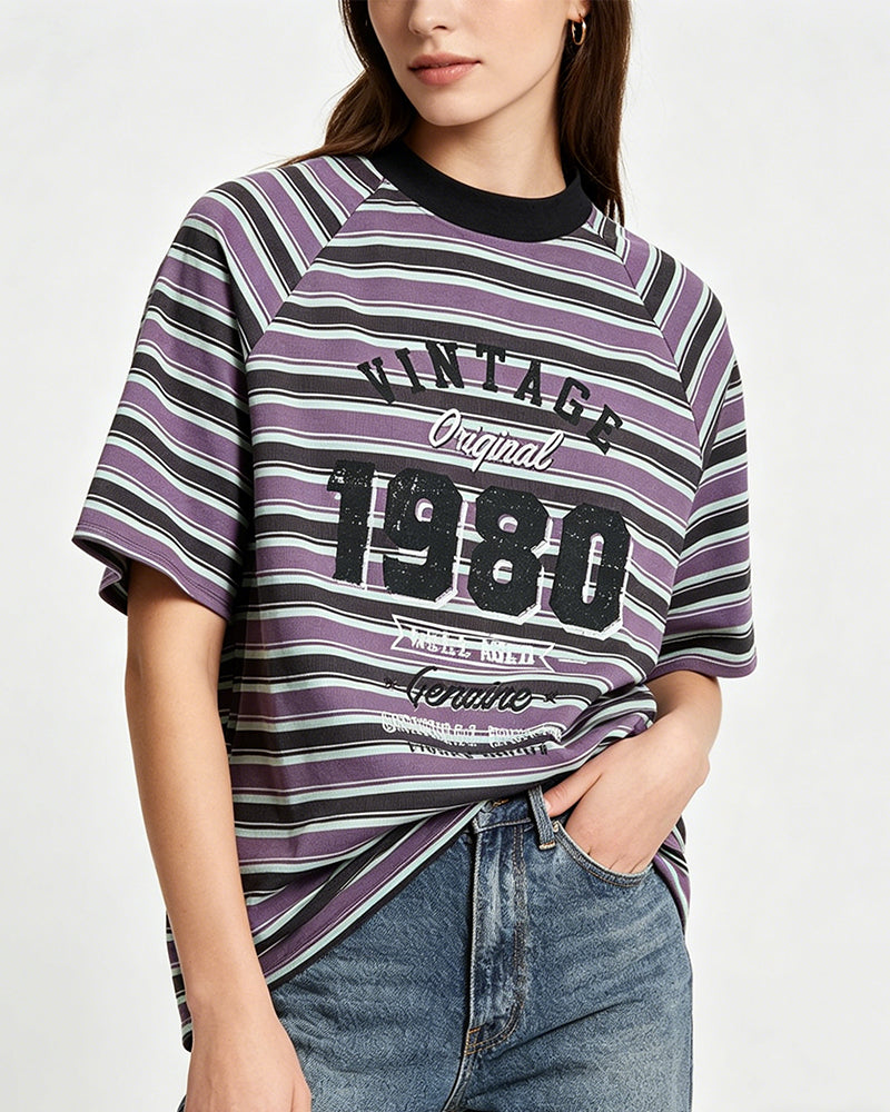 Retro striped short sleeves