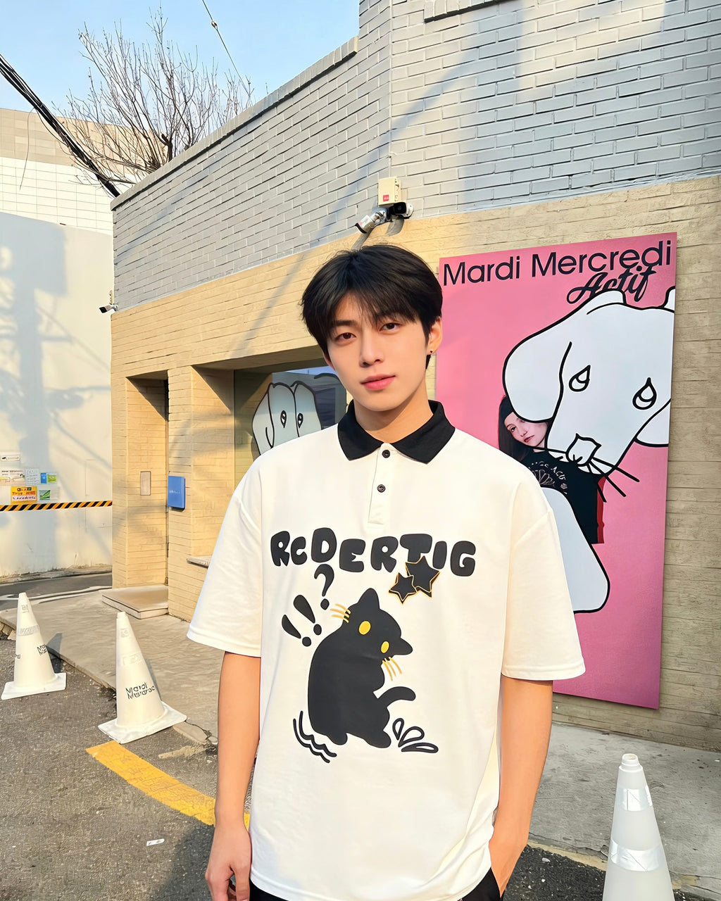American retro kitten short sleeves