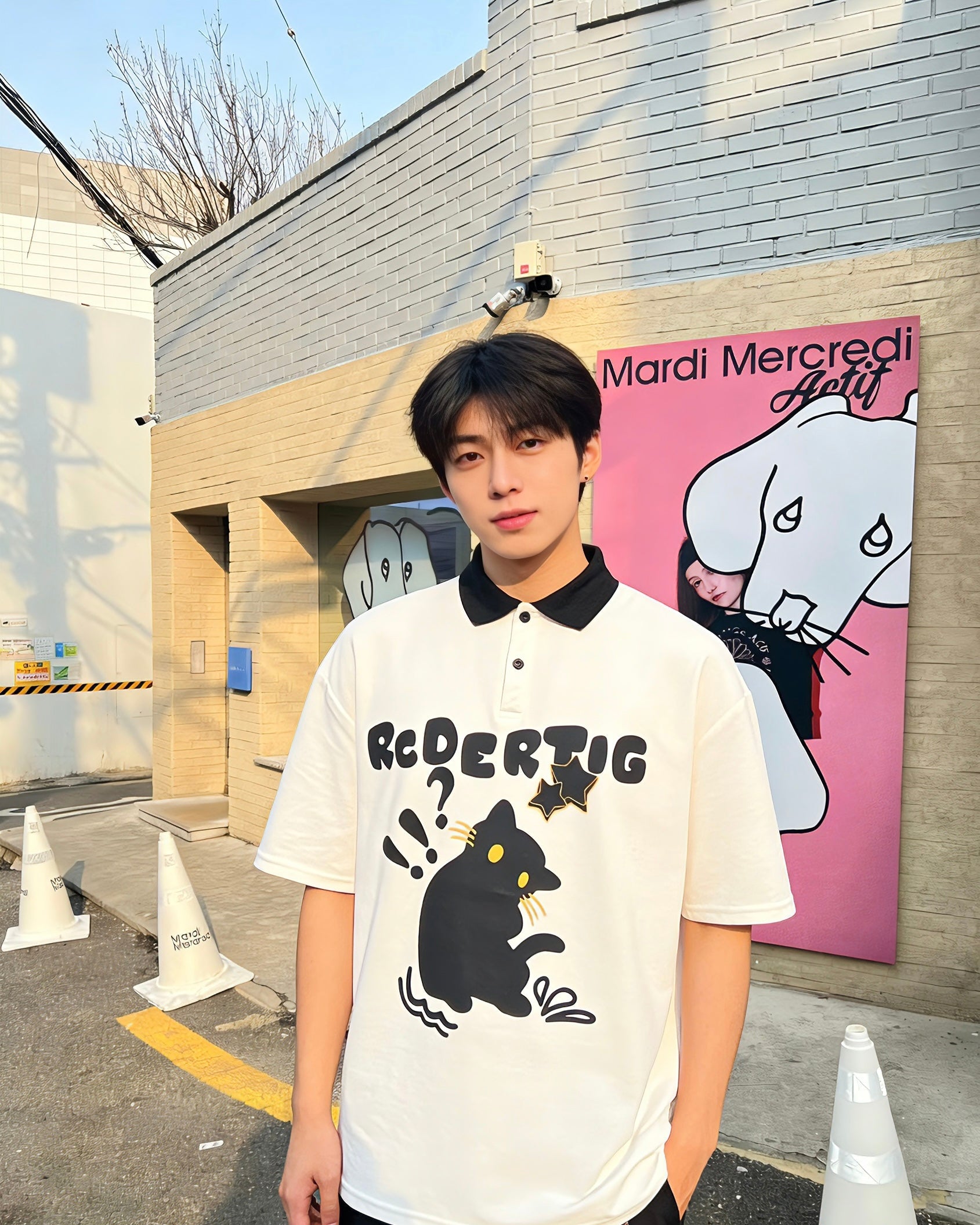 American retro kitten short sleeves