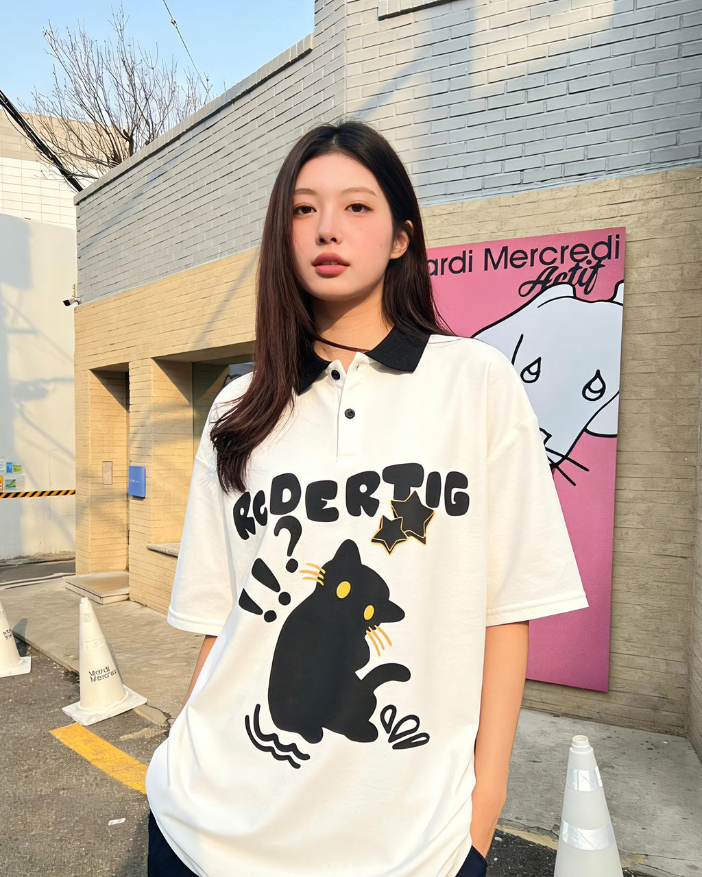 American retro kitten short sleeves