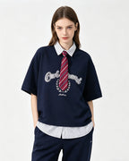 Fake two-piece lapel short sleeves