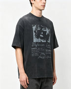 Vintage washed distressed short-sleeved shirt