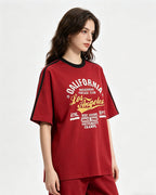 Contrast color letter print short sleeves