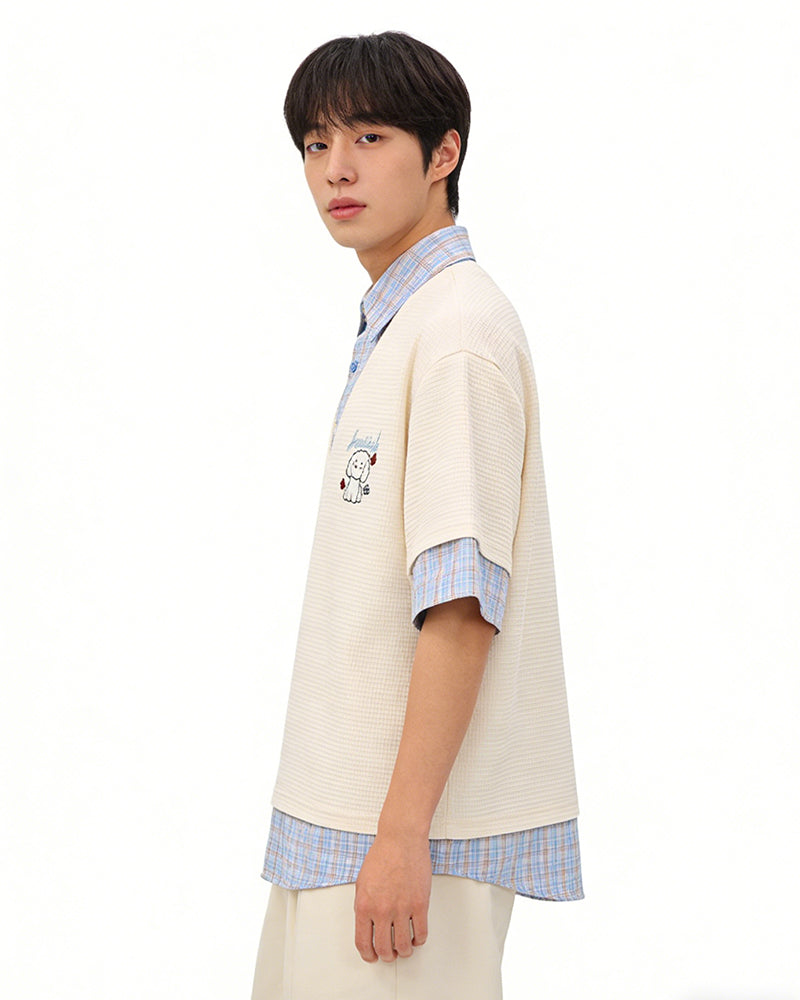 Faux two-piece polo shirt