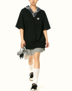 Retro hooded short sleeves