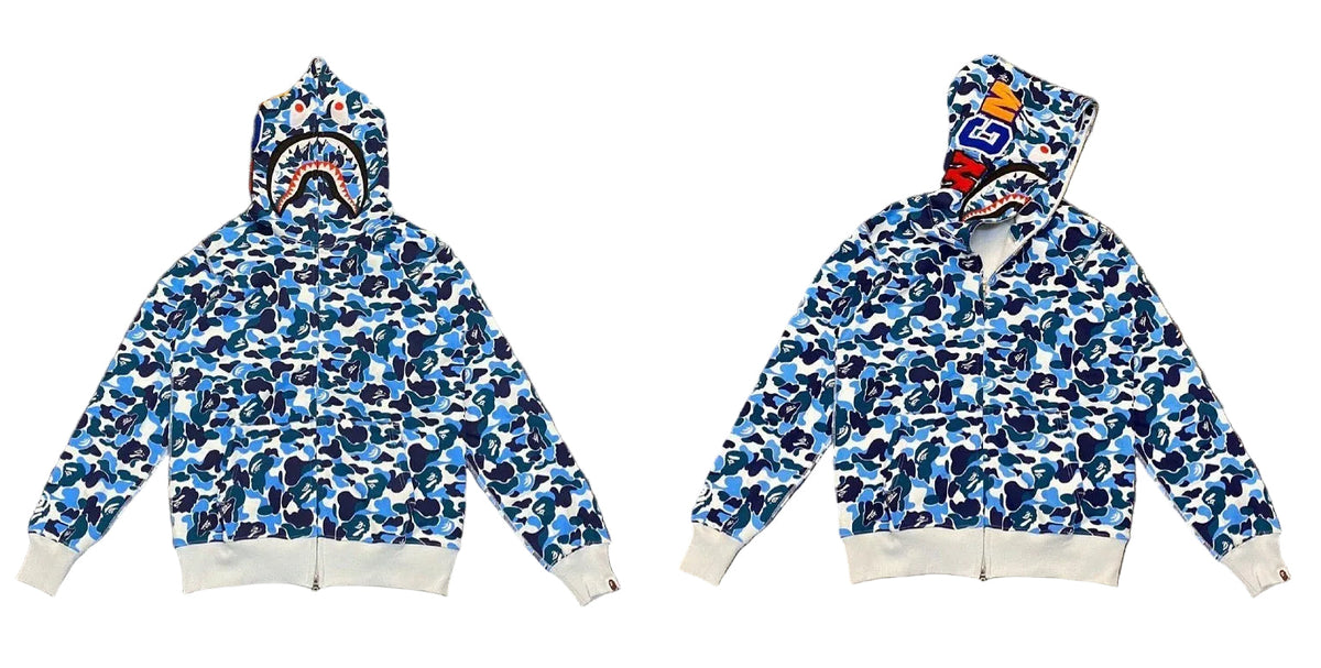 BAPE Shark Blue Camo Full Zip Hoodie