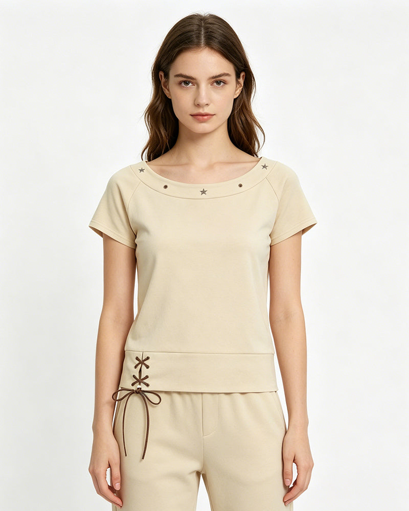One-shoulder fitted short-sleeved top (women's)