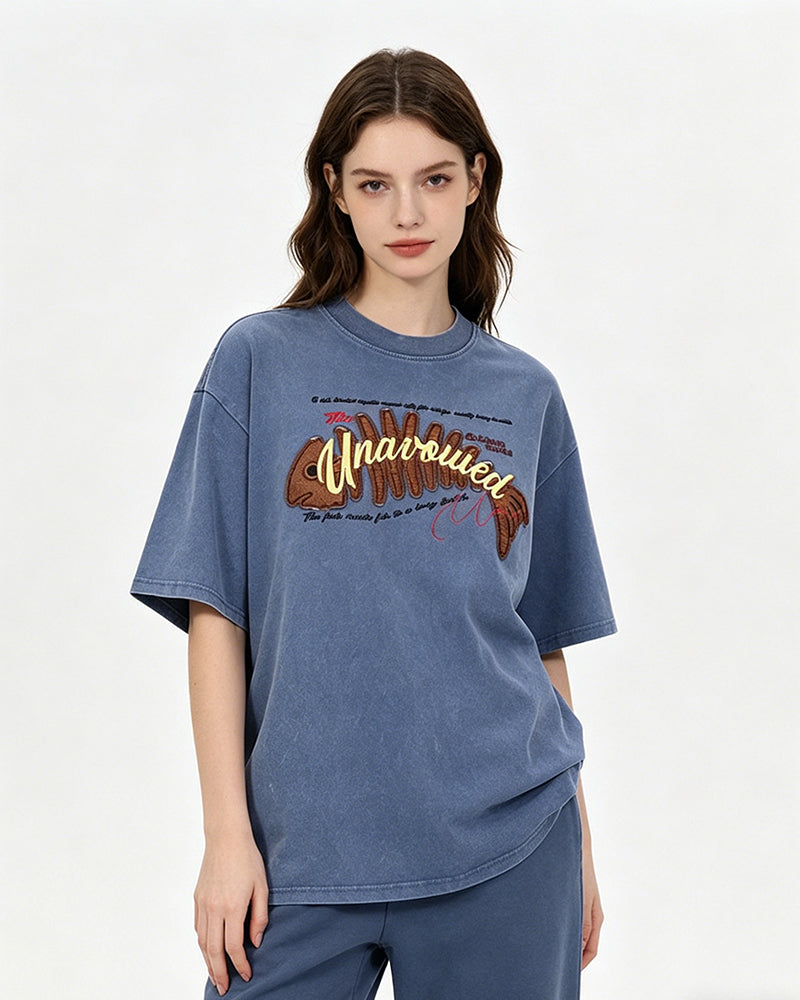 Retro distressed short-sleeved shirt