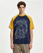 Distressed five-star short-sleeved shirt
