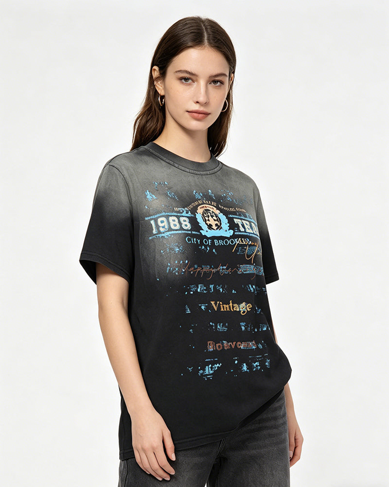 Washed Distressed Short-Sleeve T-Shirt (Women's)