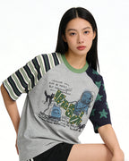 Retro Color-block Short-sleeved T-shirt