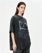 Vintage washed distressed short-sleeved shirt
