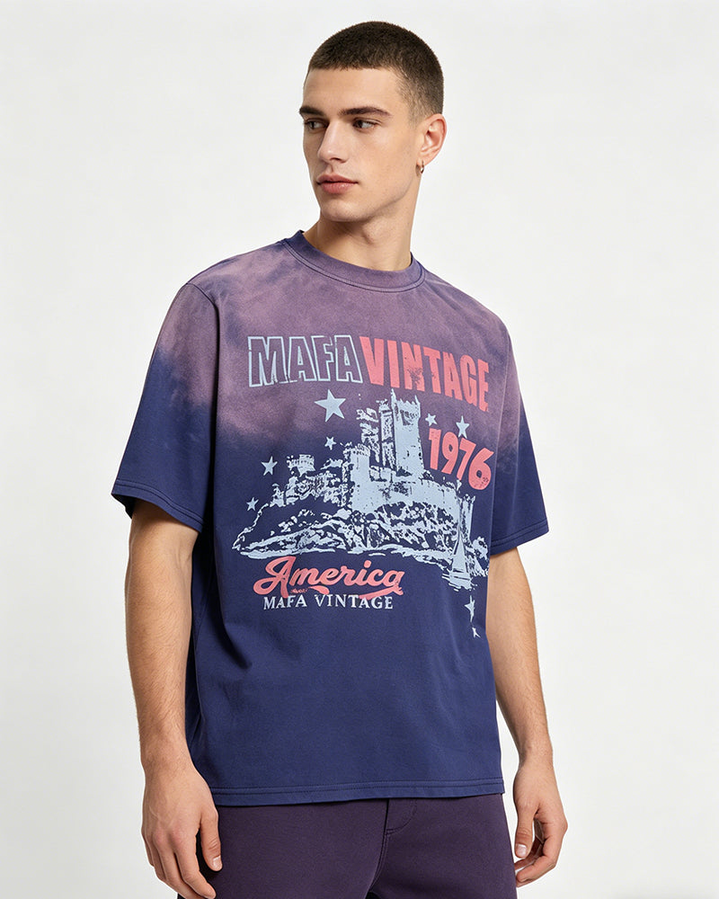 Gradient loose short-sleeved shirt