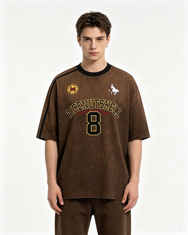 Washed distressed short-sleeved shirt Hover Image