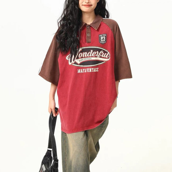 American retro stitching sports short sleeves Main Image