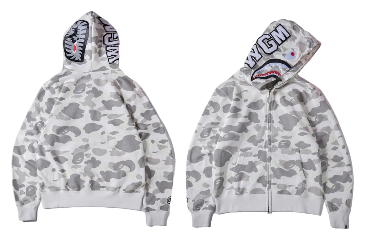 BAPE Shark White Camo Full Zip Hoodie
