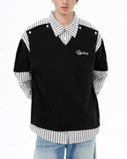 Fake two-piece polo sweatshirt